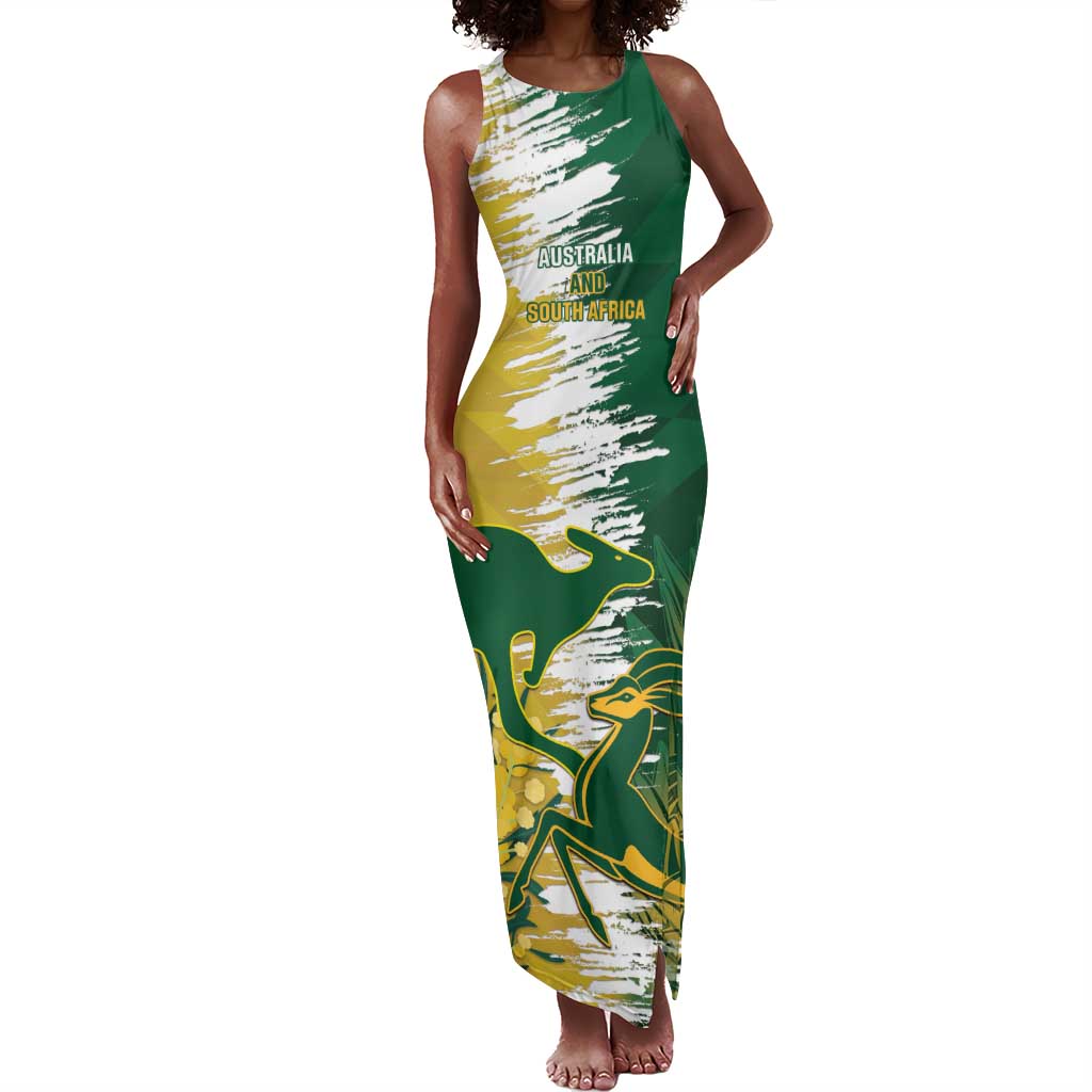 Custom South Africa And Australia Tank Maxi Dress Aussies Proteas Together - Cricket Style