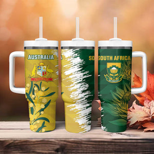 Custom South Africa And Australia Tumbler With Handle Aussies Proteas Together - Cricket Style