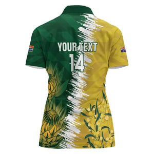 Custom South Africa And Australia Women Polo Shirt Aussies Proteas Together - Cricket Style