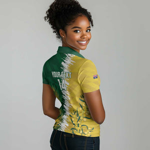 Custom South Africa And Australia Women Polo Shirt Aussies Proteas Together - Cricket Style