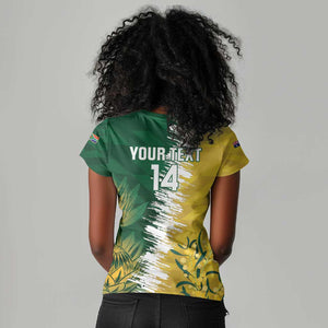 Custom South Africa And Australia Women V-Neck T-Shirt Aussies Proteas Together - Cricket Style