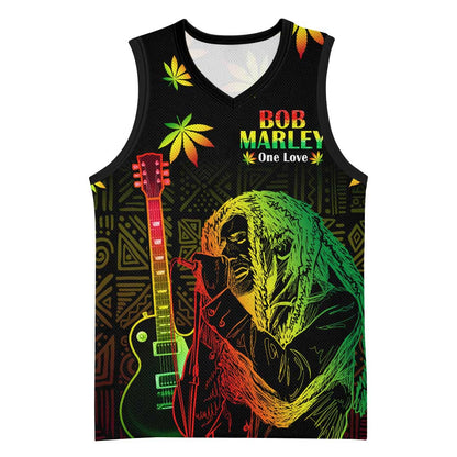 Afro Jamaica Legend Bob Day Basketball Jersey One Love Jamaican Reggae African Pattern LT14