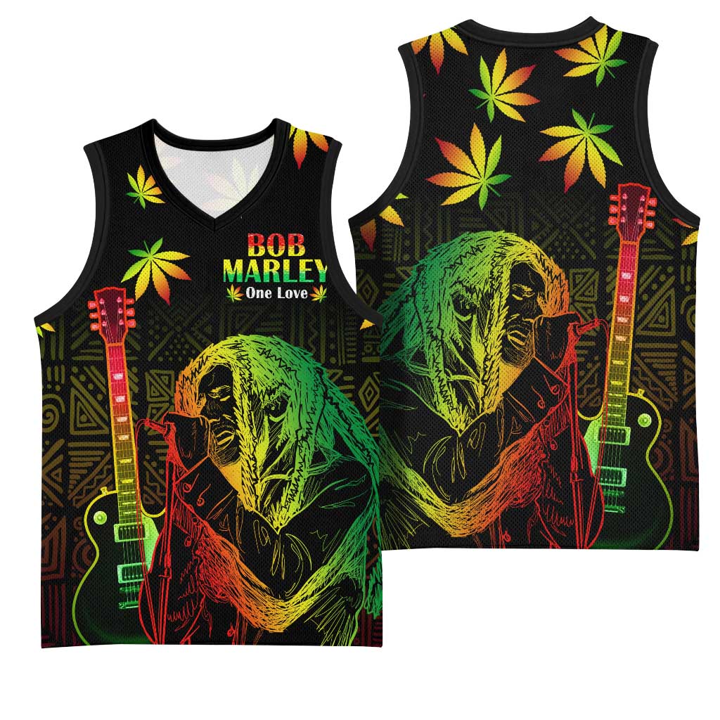 Afro Jamaica Legend Bob Day Basketball Jersey One Love Jamaican Reggae African Pattern LT14