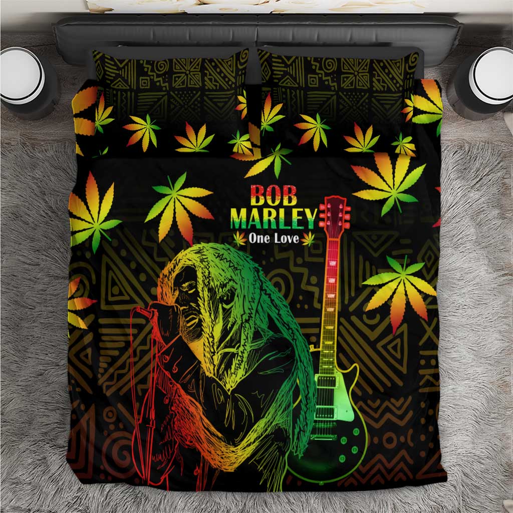 Afro Jamaica Legend Bob Day Bedding Set One Love Jamaican Reggae African Pattern