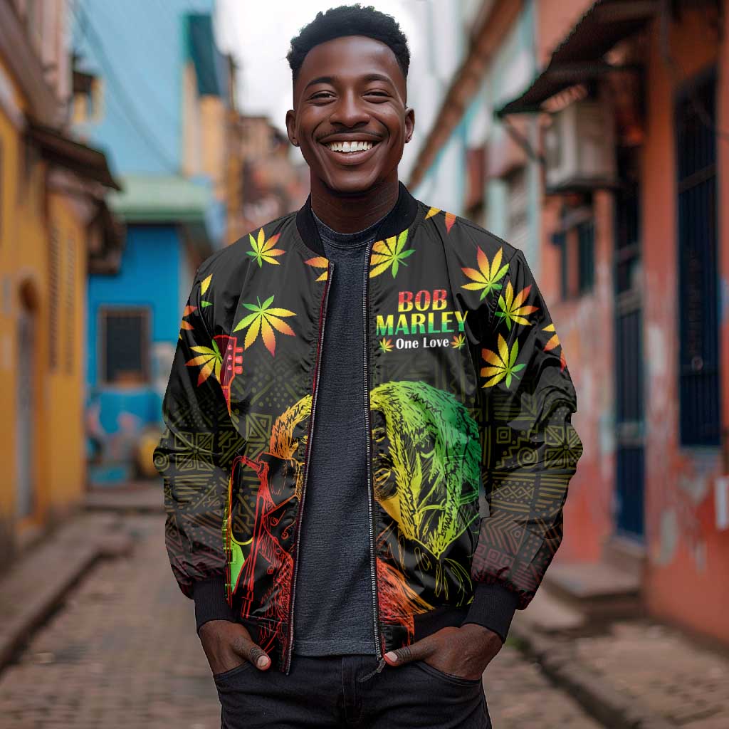 Afro Jamaica Legend Bob Day Bomber Jacket One Love Jamaican Reggae African Pattern