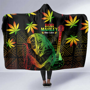 Afro Jamaica Legend Bob Day Hooded Blanket One Love Jamaican Reggae African Pattern