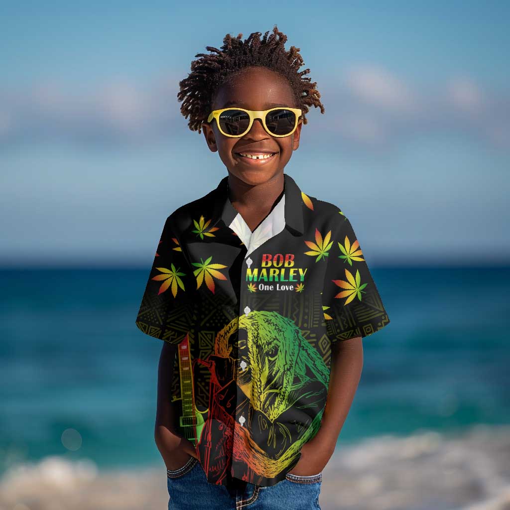 Afro Jamaica Legend Bob Day Kid Hawaiian Shirt One Love Jamaican Reggae African Pattern
