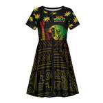 Afro Jamaica Legend Bob Day Kid Short Sleeve Dress One Love Jamaican Reggae African Pattern
