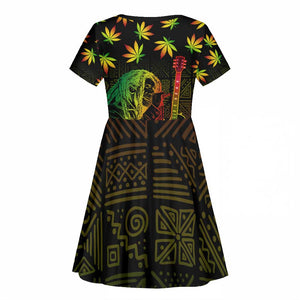 Afro Jamaica Legend Bob Day Kid Short Sleeve Dress One Love Jamaican Reggae African Pattern