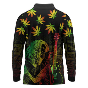 Afro Jamaica Legend Bob Day Long Sleeve Polo Shirt One Love Jamaican Reggae African Pattern