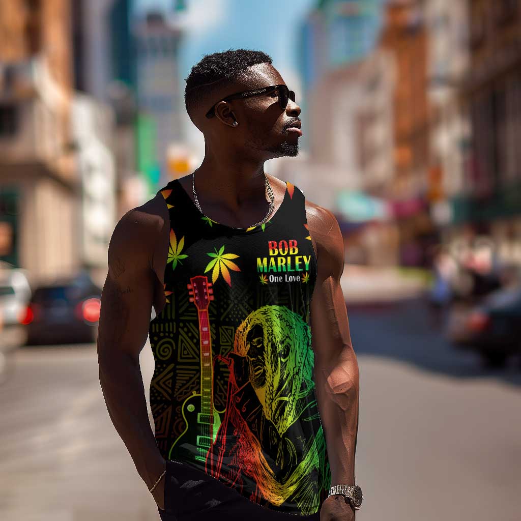 Afro Jamaica Legend Bob Day Men Tank Top One Love Jamaican Reggae African Pattern