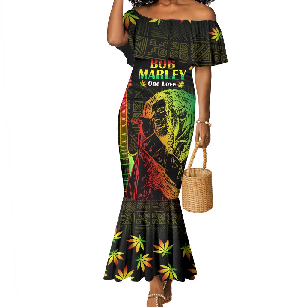 Afro Jamaica Legend Bob Day Mermaid Dress One Love Jamaican Reggae African Pattern