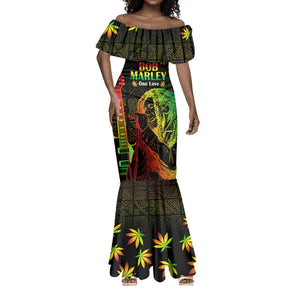 Afro Jamaica Legend Bob Day Mermaid Dress One Love Jamaican Reggae African Pattern