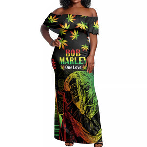 Afro Jamaica Legend Bob Day Off Shoulder Maxi Dress One Love Jamaican Reggae African Pattern