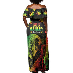 Afro Jamaica Legend Bob Day Off Shoulder Maxi Dress One Love Jamaican Reggae African Pattern