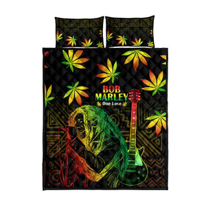 Afro Jamaica Legend Bob Day Quilt Bed Set One Love Jamaican Reggae African Pattern