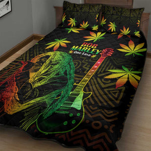 Afro Jamaica Legend Bob Day Quilt Bed Set One Love Jamaican Reggae African Pattern