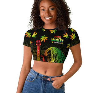 Afro Jamaica Legend Bob Day Raglan Cropped T shirt One Love Jamaican Reggae African Pattern