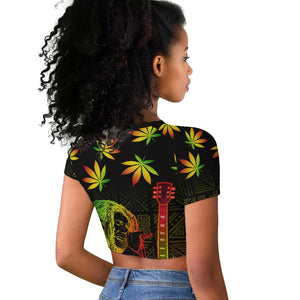 Afro Jamaica Legend Bob Day Raglan Cropped T shirt One Love Jamaican Reggae African Pattern