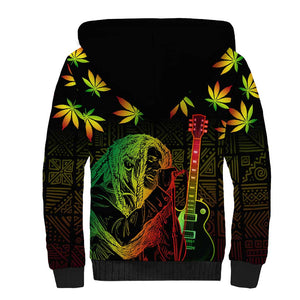 Afro Jamaica Legend Bob Day Sherpa Hoodie One Love Jamaican Reggae African Pattern