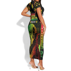 Afro Jamaica Legend Bob Day Short Sleeve Bodycon Dress One Love Jamaican Reggae African Pattern