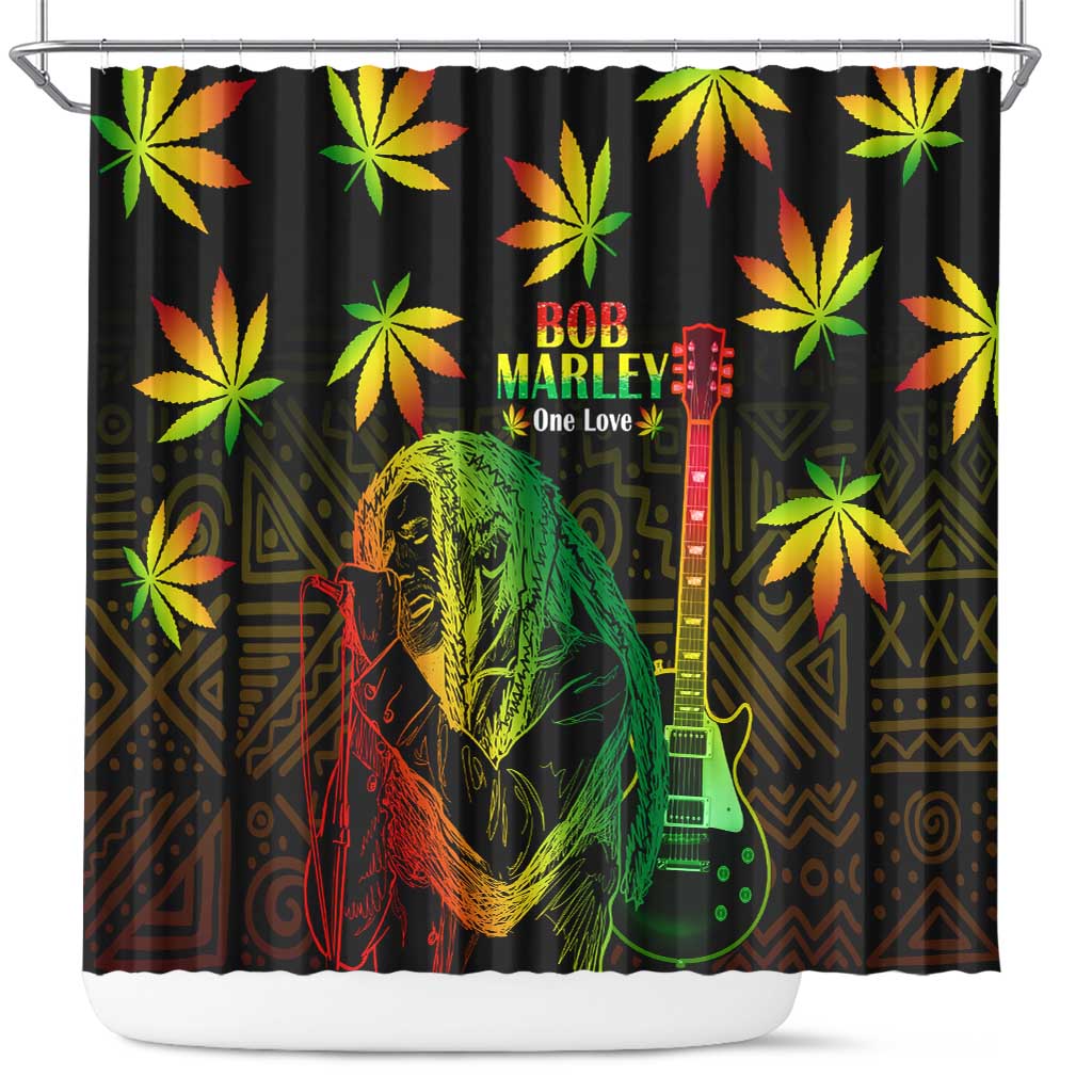 Afro Jamaica Legend Bob Day Shower Curtain One Love Jamaican Reggae African Pattern