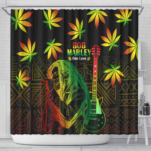 Afro Jamaica Legend Bob Day Shower Curtain One Love Jamaican Reggae African Pattern