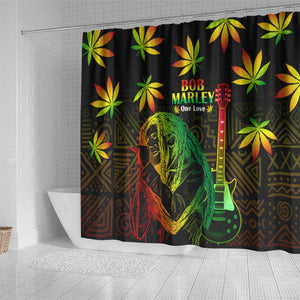 Afro Jamaica Legend Bob Day Shower Curtain One Love Jamaican Reggae African Pattern