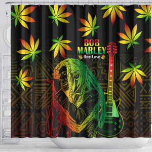 Afro Jamaica Legend Bob Day Shower Curtain One Love Jamaican Reggae African Pattern