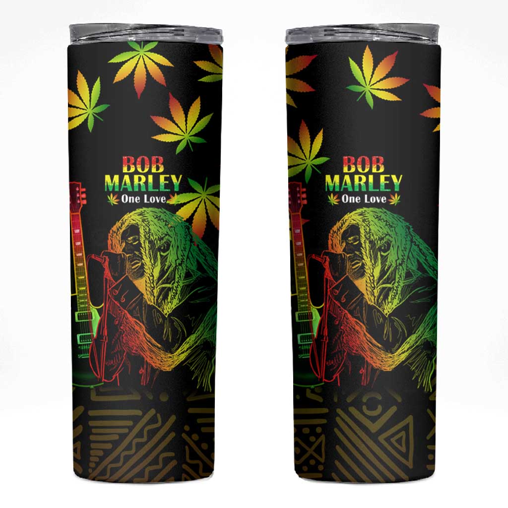 Afro Jamaica Legend Bob Day Skinny Tumbler One Love Jamaican Reggae African Pattern