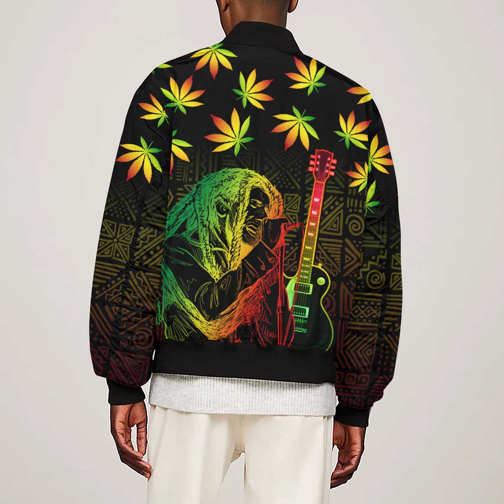 Afro Jamaica Legend Bob Day Sleeve Zip Bomber Jacket One Love Jamaican Reggae African Pattern