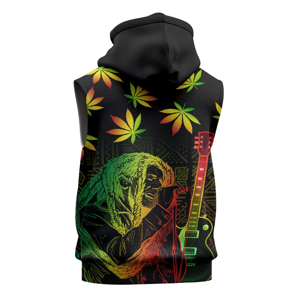 Afro Jamaica Legend Bob Day Sleeveless Zip Hoodie One Love Jamaican Reggae African Pattern - African Pride