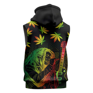 Afro Jamaica Legend Bob Day Sleeveless Zip Hoodie One Love Jamaican Reggae African Pattern - African Pride