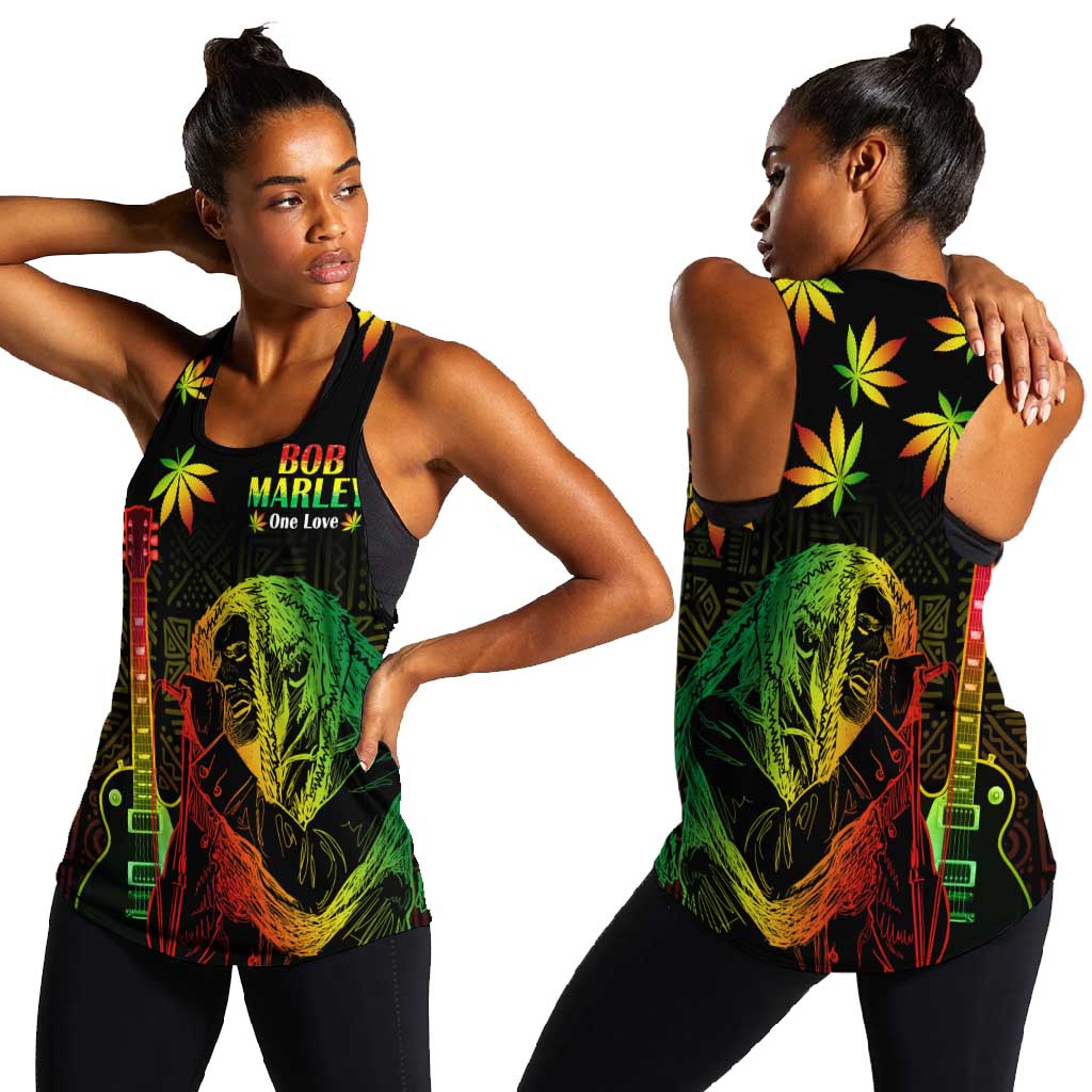 Afro Jamaica Legend Bob Day Women Racerback Tank One Love Jamaican Reggae African Pattern