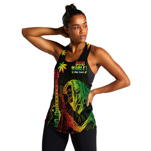 Afro Jamaica Legend Bob Day Women Racerback Tank One Love Jamaican Reggae African Pattern