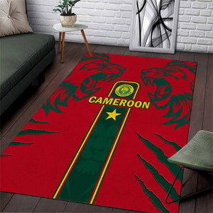 Cameroon Football Area Rug 2024 African Nations Go Champions Lion Style