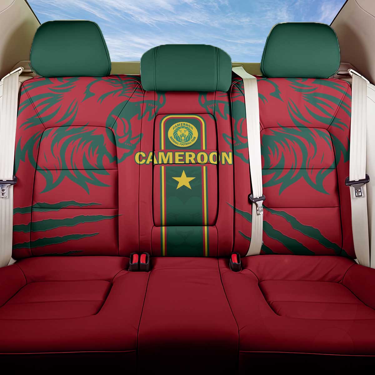 Cameroon Football Back Car Seat Cover 2024 African Nations Go Champions Lion Style