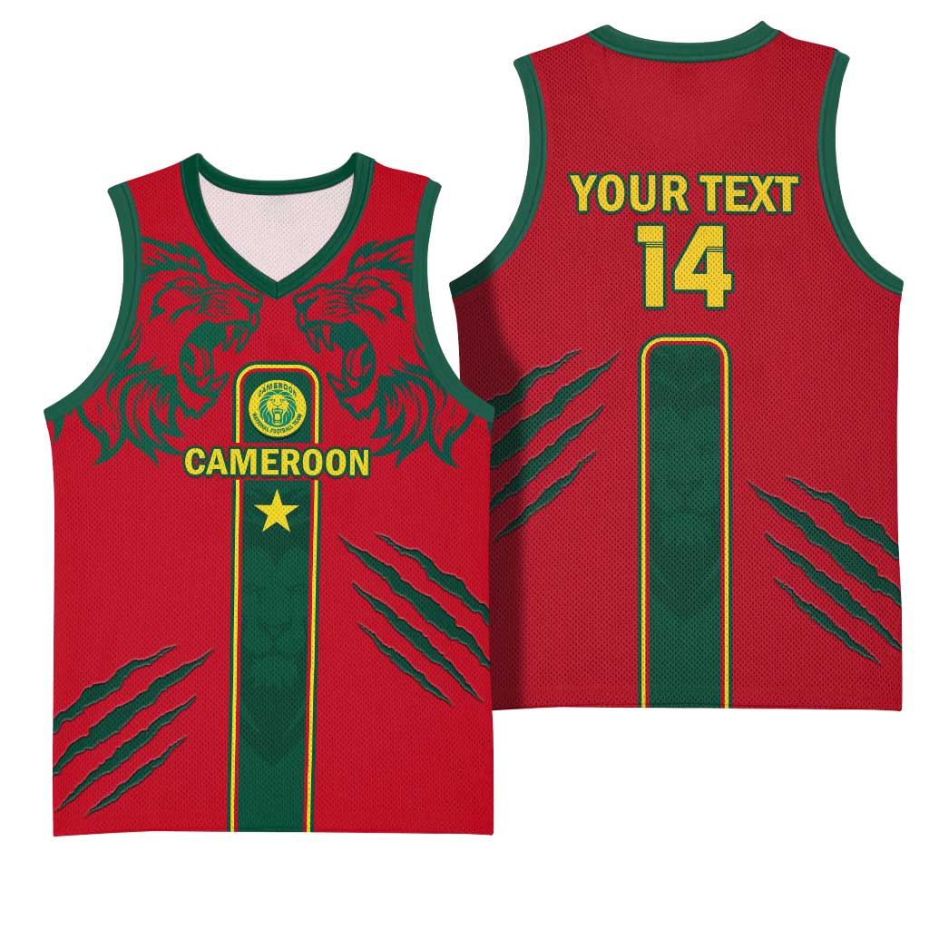 Custom Cameroon Football Basketball Jersey 2024 African Nations Go Champions Lion Style LT14