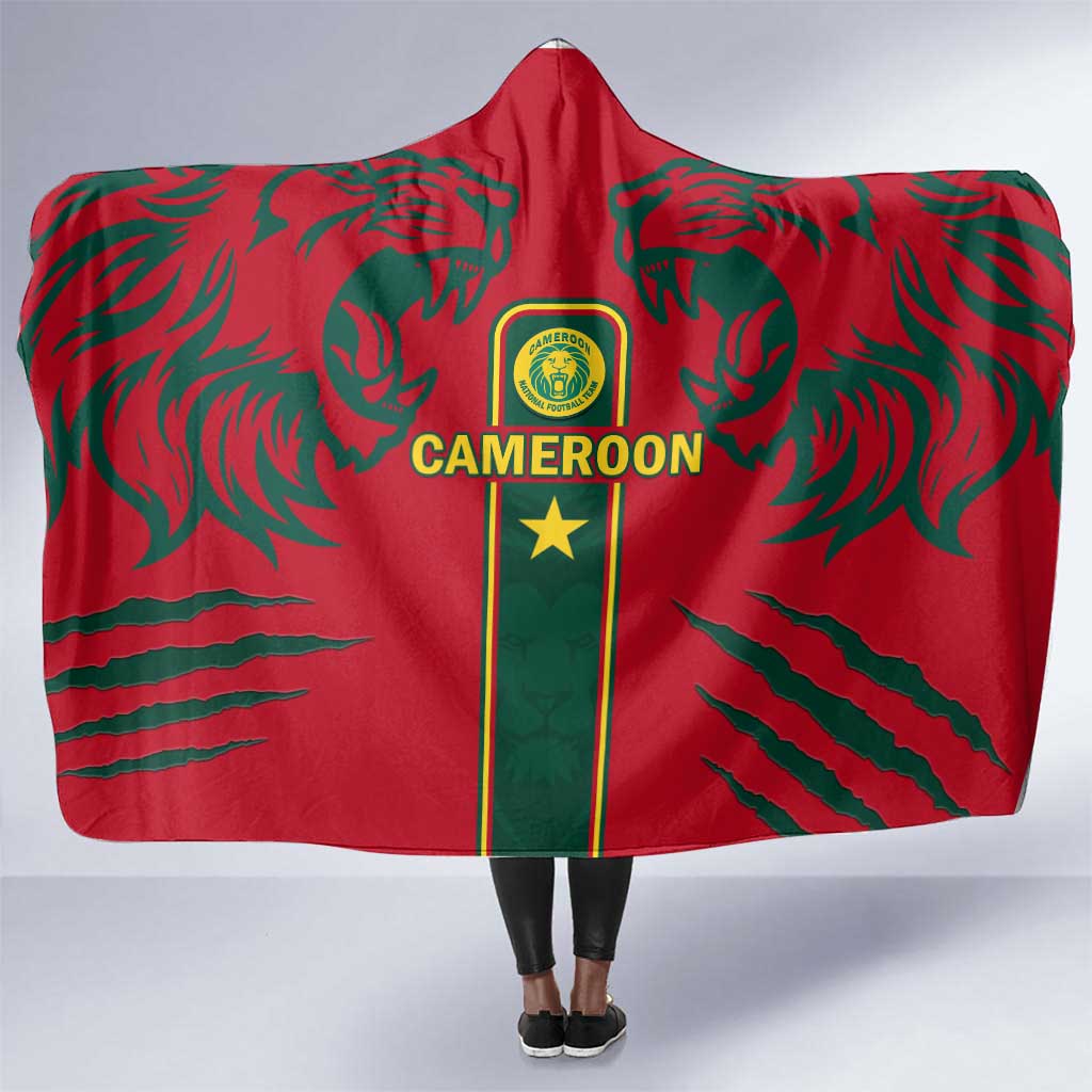 Cameroon Football Hooded Blanket 2024 African Nations Go Champions Lion Style