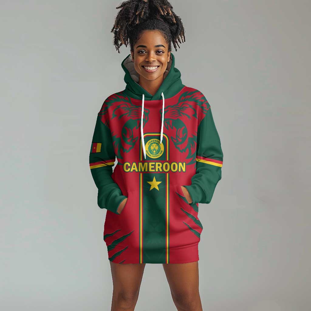 Custom Cameroon Football Hoodie Dress 2024 African Nations Go Champions Lion Style