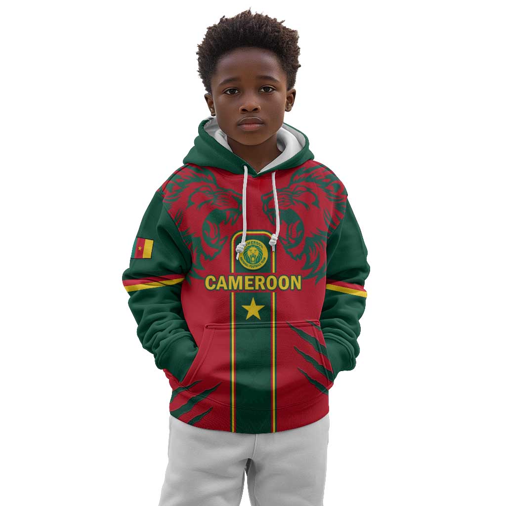 Custom Cameroon Football Kid Hoodie 2024 African Nations Go Champions Lion Style