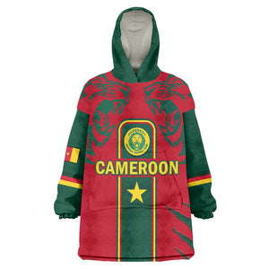 Custom Cameroon Football KId Wearable Blanket Hoodie 2024 African Nations Go Champions Lion Style