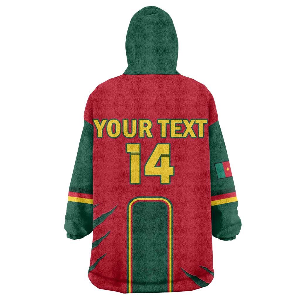 Custom Cameroon Football KId Wearable Blanket Hoodie 2024 African Nations Go Champions Lion Style