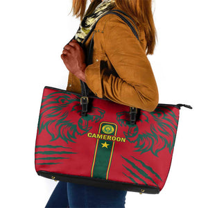 Cameroon Football Leather Tote Bag 2024 African Nations Go Champions Lion Style