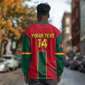 Custom Cameroon Football Long Sleeve Shirt 2024 African Nations Go Champions Lion Style LT14