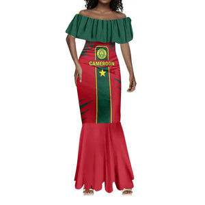 Custom Cameroon Football Mermaid Dress 2024 African Nations Go Champions Lion Style