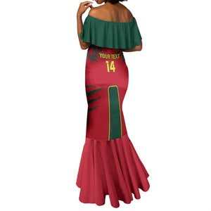 Custom Cameroon Football Mermaid Dress 2024 African Nations Go Champions Lion Style