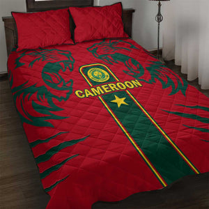 Cameroon Football Quilt Bed Set 2024 African Nations Go Champions Lion Style