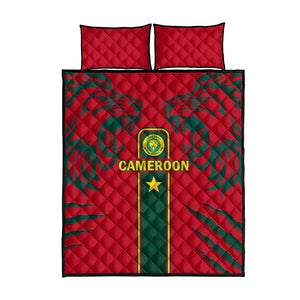 Cameroon Football Quilt Bed Set 2024 African Nations Go Champions Lion Style