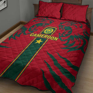 Cameroon Football Quilt Bed Set 2024 African Nations Go Champions Lion Style